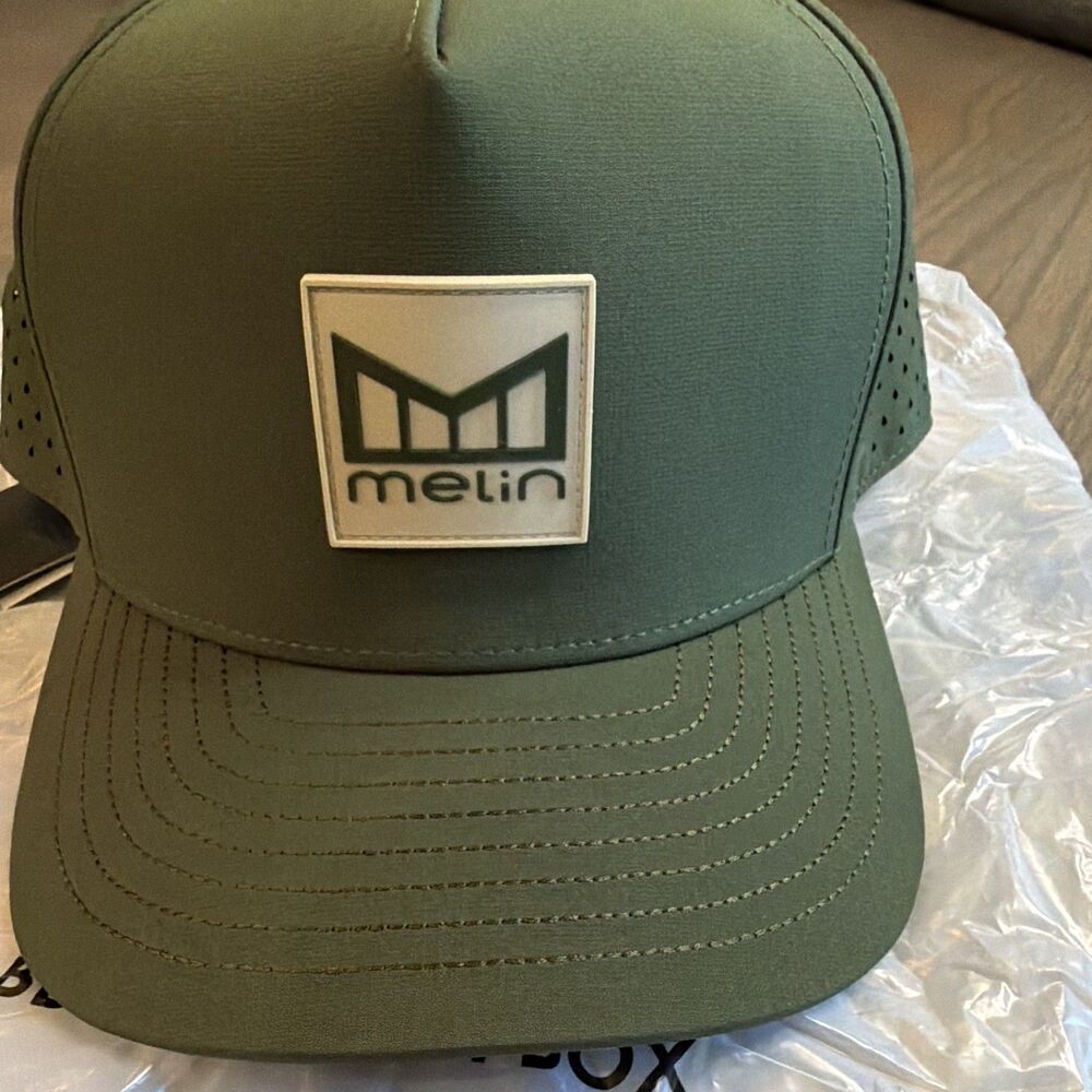 MELIN Hydro Odyssey Stacked Brick OSFM Olive Green Snapback Hat Baseball Cap NWT